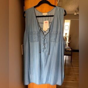 Soulmates Blue Lace-Up Denim Top